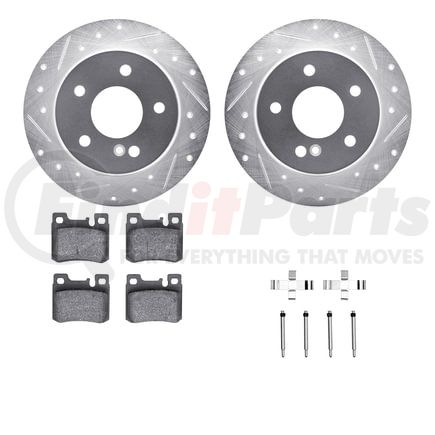 7512-63036 by DYNAMIC FRICTION COMPANY - Rotors-Drilled & Slotted-Silver w/ 5000 Advanced Brake Pads Incl Hdw