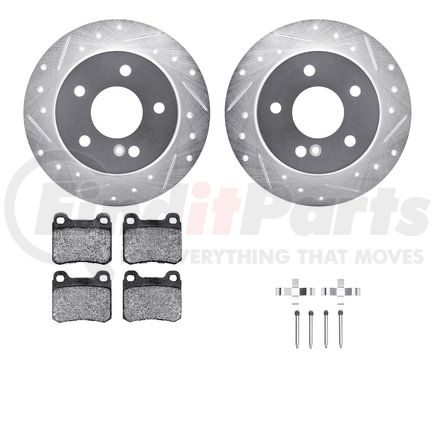 7512-63035 by DYNAMIC FRICTION COMPANY - Rotors-Drilled & Slotted-Silver w/ 5000 Advanced Brake Pads Incl Hdw