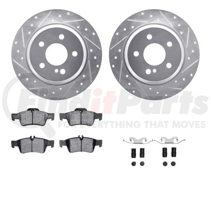 7512-63048 by DYNAMIC FRICTION COMPANY - Rotors-Drilled & Slotted-Silver w/ 5000 Advanced Brake Pads Incl Hdw