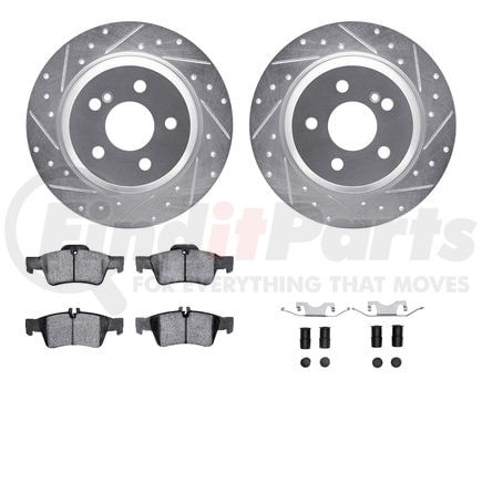 7512-63055 by DYNAMIC FRICTION COMPANY - Rotors-Drilled & Slotted-Silver w/ 5000 Advanced Brake Pads Incl Hdw