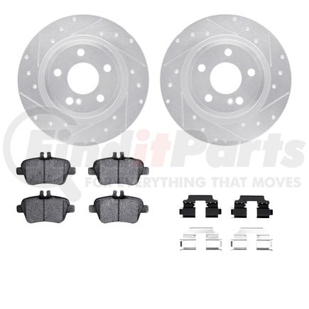 7512-63063 by DYNAMIC FRICTION COMPANY - Rotors-Drilled & Slotted-Silver w/ 5000 Advanced Brake Pads Incl Hdw