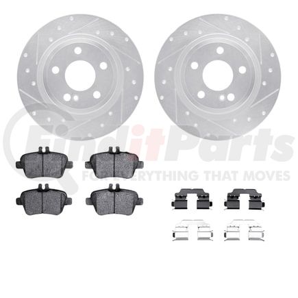 7512-63064 by DYNAMIC FRICTION COMPANY - Rotors-Drilled & Slotted-Silver w/ 5000 Advanced Brake Pads Incl Hdw