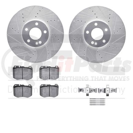 7512-63069 by DYNAMIC FRICTION COMPANY - Rotors-Drilled & Slotted-Silver w/ 5000 Advanced Brake Pads Incl Hdw