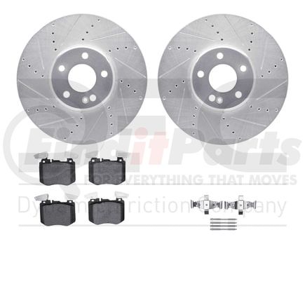 7512-63071 by DYNAMIC FRICTION COMPANY - Rotors-Drilled & Slotted-Silver w/ 5000 Advanced Brake Pads Incl Hdw
