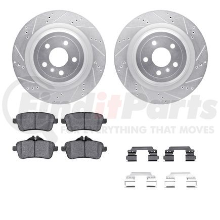 7512-63077 by DYNAMIC FRICTION COMPANY - Rotors-Drilled & Slotted-Silver w/ 5000 Advanced Brake Pads Incl Hdw