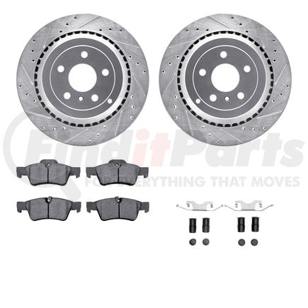 7512-63107 by DYNAMIC FRICTION COMPANY - Brake Rotor - Drilled & Slotted - Silver w/5000 Brake Pads & HW Kit