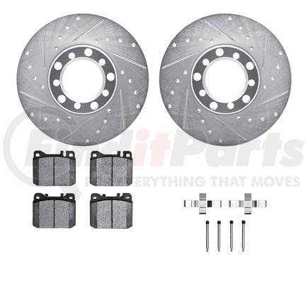 7512-63169 by DYNAMIC FRICTION COMPANY - Rotors-Drilled & Slotted-Silver w/ 5000 Advanced Brake Pads Incl Hdw