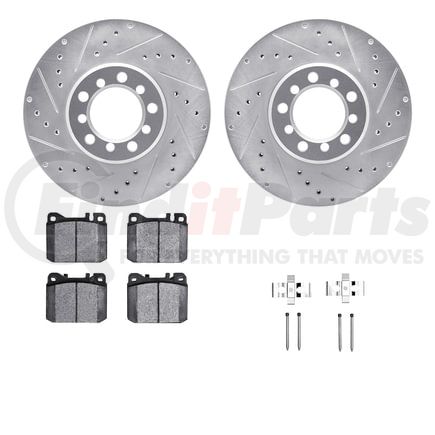 7512-63200 by DYNAMIC FRICTION COMPANY - Rotors-Drilled & Slotted-Silver w/ 5000 Advanced Brake Pads Incl Hdw