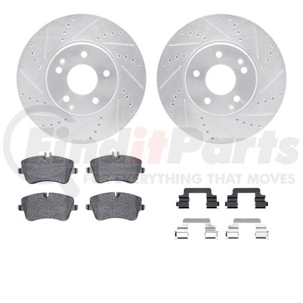 7512-63302 by DYNAMIC FRICTION COMPANY - Rotors-Drilled & Slotted-Silver w/ 5000 Advanced Brake Pads Incl Hdw