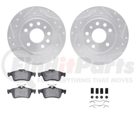 7512-65017 by DYNAMIC FRICTION COMPANY - Rotors-Drilled & Slotted-Silver w/ 5000 Advanced Brake Pads Incl Hdw