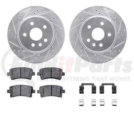 7512-65025 by DYNAMIC FRICTION COMPANY - Rotors-Drilled & Slotted-Silver w/ 5000 Advanced Brake Pads Incl Hdw