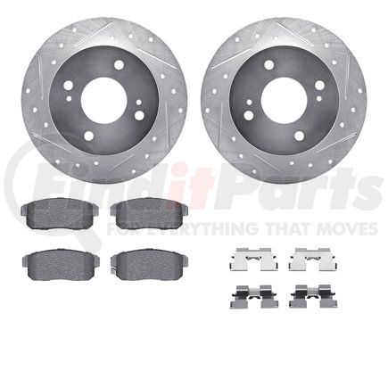 7512-67037 by DYNAMIC FRICTION COMPANY - Rotors-Drilled & Slotted-Silver w/ 5000 Advanced Brake Pads Incl Hdw