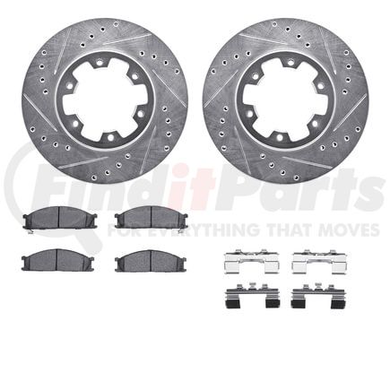 7512-67050 by DYNAMIC FRICTION COMPANY - Brake Rotor - Drilled & Slotted - Silver w/5000 Brake Pads & HW Kit