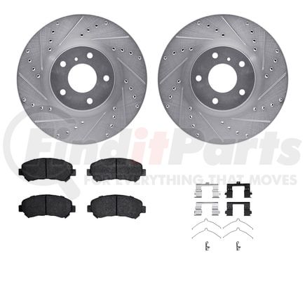 7512-67058 by DYNAMIC FRICTION COMPANY - Rotors-Drilled & Slotted-Silver w/ 5000 Advanced Brake Pads Incl Hdw