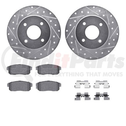 7512-67059 by DYNAMIC FRICTION COMPANY - Rotors-Drilled & Slotted-Silver w/ 5000 Advanced Brake Pads Incl Hdw