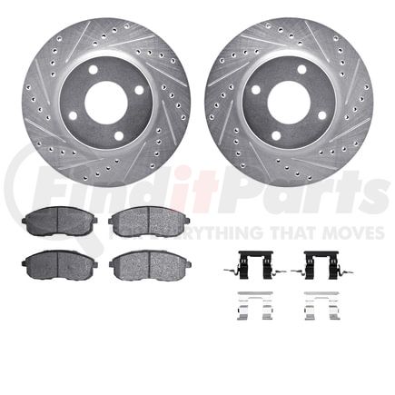 7512-67063 by DYNAMIC FRICTION COMPANY - Rotors-Drilled & Slotted-Silver w/ 5000 Advanced Brake Pads Incl Hdw