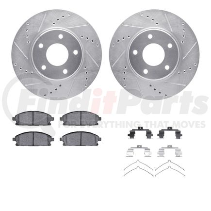 7512-67081 by DYNAMIC FRICTION COMPANY - Rotors-Drilled & Slotted-Silver w/ 5000 Advanced Brake Pads Incl Hdw