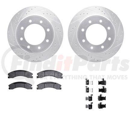 7512-67088 by DYNAMIC FRICTION COMPANY - Rotors-Drilled & Slotted-Silver w/ 5000 Advanced Brake Pads Incl Hdw