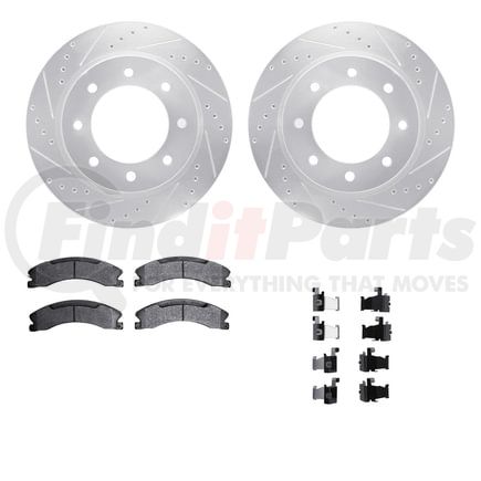 7512-67095 by DYNAMIC FRICTION COMPANY - Rotors-Drilled & Slotted-Silver w/ 5000 Advanced Brake Pads Incl Hdw