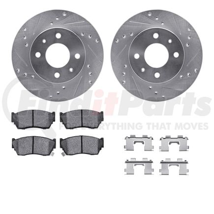 7512-67103 by DYNAMIC FRICTION COMPANY - Rotors-Drilled & Slotted-Silver w/ 5000 Advanced Brake Pads Incl Hdw