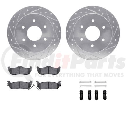 7512-67106 by DYNAMIC FRICTION COMPANY - Brake Rotor - Dimpled & Slotted - Silver w/5000 Brake Pads & HW Kit