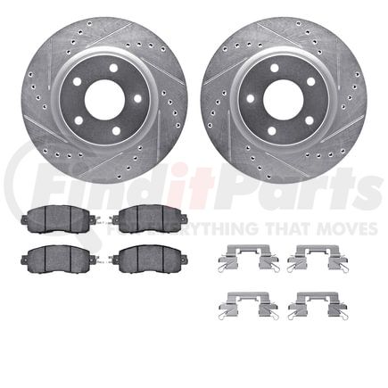 7512-67114 by DYNAMIC FRICTION COMPANY - Rotors-Drilled & Slotted-Silver w/ 5000 Advanced Brake Pads Incl Hdw