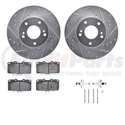 7512-67134 by DYNAMIC FRICTION COMPANY - Rotors-Drilled & Slotted-Silver w/ 5000 Advanced Brake Pads Incl Hdw