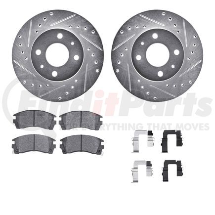 7512-67152 by DYNAMIC FRICTION COMPANY - Rotors-Drilled & Slotted-Silver w/ 5000 Advanced Brake Pads Incl Hdw