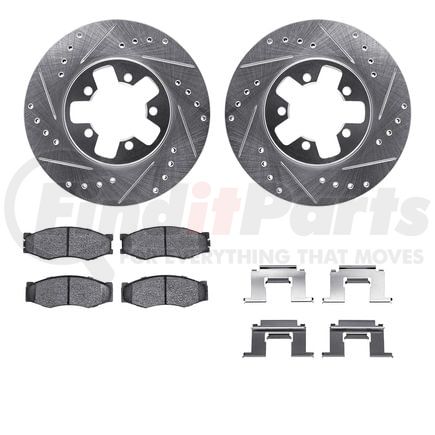 7512-67193 by DYNAMIC FRICTION COMPANY - Rotors-Drilled & Slotted-Silver w/ 5000 Advanced Brake Pads Incl Hdw