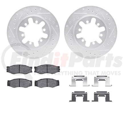 7512-67272 by DYNAMIC FRICTION COMPANY - Rotors-Drilled & Slotted-Silver w/ 5000 Advanced Brake Pads Incl Hdw