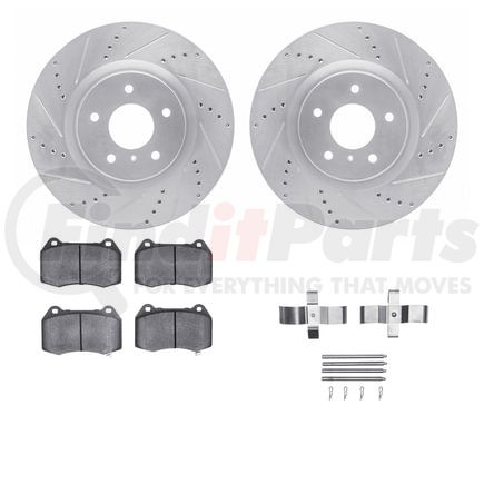 7512-68008 by DYNAMIC FRICTION COMPANY - Rotors-Drilled & Slotted-Silver w/ 5000 Advanced Brake Pads Incl Hdw
