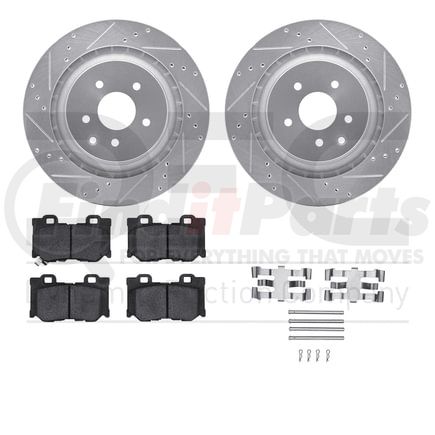 7512-68012 by DYNAMIC FRICTION COMPANY - Rotors-Drilled & Slotted-Silver w/ 5000 Advanced Brake Pads Incl Hdw