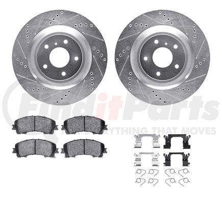 7512-68014 by DYNAMIC FRICTION COMPANY - Rotors-Drilled & Slotted-Silver w/ 5000 Advanced Brake Pads Incl Hdw