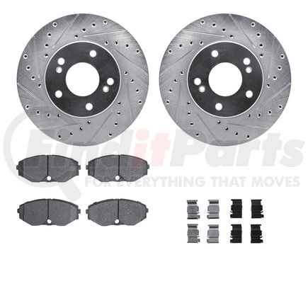 7512-68023 by DYNAMIC FRICTION COMPANY - Rotors-Drilled & Slotted-Silver w/ 5000 Advanced Brake Pads Incl Hdw