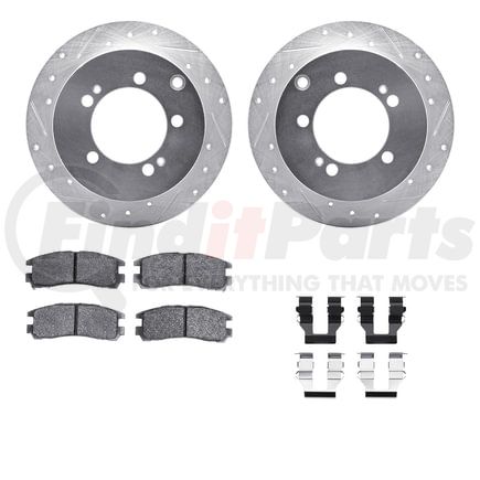 7512-72051 by DYNAMIC FRICTION COMPANY - Rotors-Drilled & Slotted-Silver w/ 5000 Advanced Brake Pads Incl Hdw