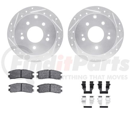 7512-72062 by DYNAMIC FRICTION COMPANY - Rotors-Drilled & Slotted-Silver w/ 5000 Advanced Brake Pads Incl Hdw