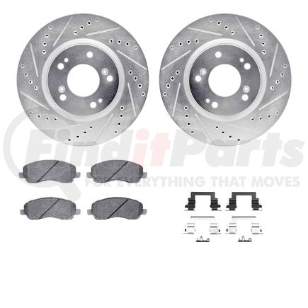 7512-72061 by DYNAMIC FRICTION COMPANY - Rotors-Drilled & Slotted-Silver w/ 5000 Advanced Brake Pads Incl Hdw