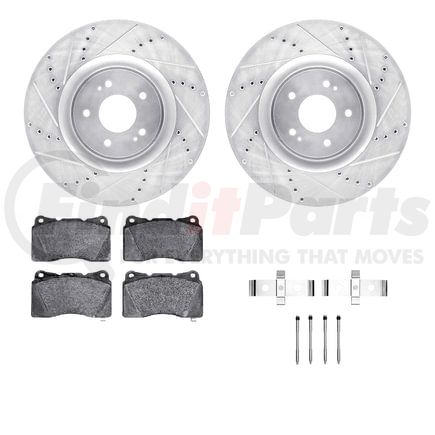 7512-72065 by DYNAMIC FRICTION COMPANY - Rotors-Drilled & Slotted-Silver w/ 5000 Advanced Brake Pads Incl Hdw