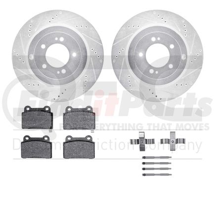 7512-72239 by DYNAMIC FRICTION COMPANY - Rotors-Drilled & Slotted-Silver w/ 5000 Advanced Brake Pads Incl Hdw