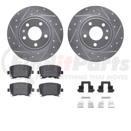 7512-73042 by DYNAMIC FRICTION COMPANY - Rotors-Drilled & Slotted-Silver w/ 5000 Advanced Brake Pads Incl Hdw