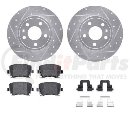 7512-73043 by DYNAMIC FRICTION COMPANY - Rotors-Drilled & Slotted-Silver w/ 5000 Advanced Brake Pads Incl Hdw