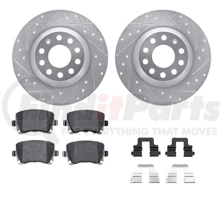 7512-73051 by DYNAMIC FRICTION COMPANY - Rotors-Drilled & Slotted-Silver w/ 5000 Advanced Brake Pads Incl Hdw