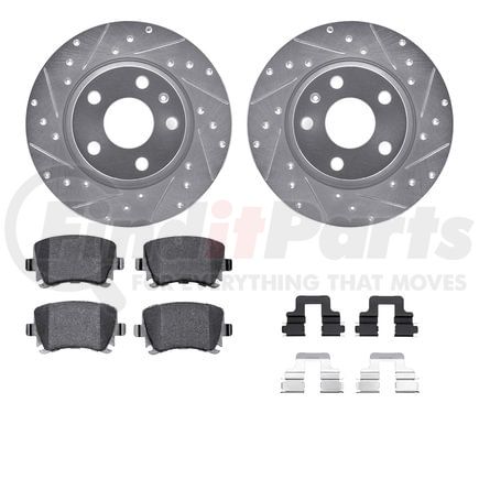 7512-73062 by DYNAMIC FRICTION COMPANY - Rotors-Drilled & Slotted-Silver w/ 5000 Advanced Brake Pads Incl Hdw