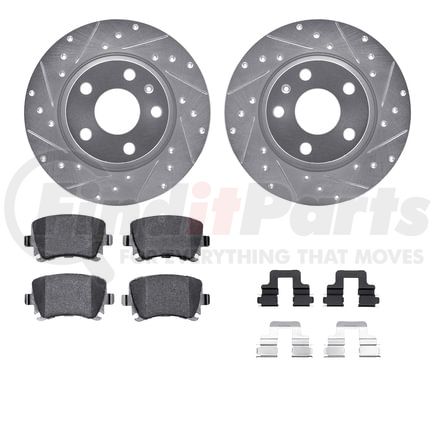 7512-73061 by DYNAMIC FRICTION COMPANY - Rotors-Drilled & Slotted-Silver w/ 5000 Advanced Brake Pads Incl Hdw