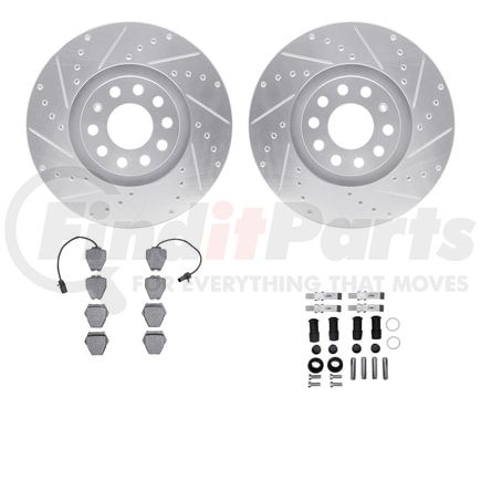 7512-73231 by DYNAMIC FRICTION COMPANY - Rotors-Drilled & Slotted-Silver w/ 5000 Advanced Brake Pads Incl Hdw