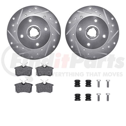 7512-74007 by DYNAMIC FRICTION COMPANY - Rotors-Drilled & Slotted-Silver w/ 5000 Advanced Brake Pads Incl Hdw