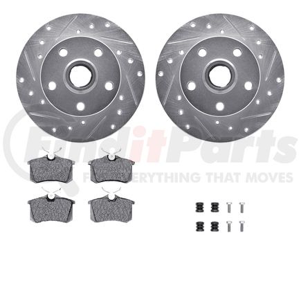 7512-74014 by DYNAMIC FRICTION COMPANY - Rotors-Drilled & Slotted-Silver w/ 5000 Advanced Brake Pads Incl Hdw
