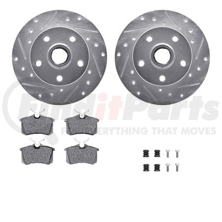 7512-74015 by DYNAMIC FRICTION COMPANY - Rotors-Drilled & Slotted-Silver w/ 5000 Advanced Brake Pads Incl Hdw