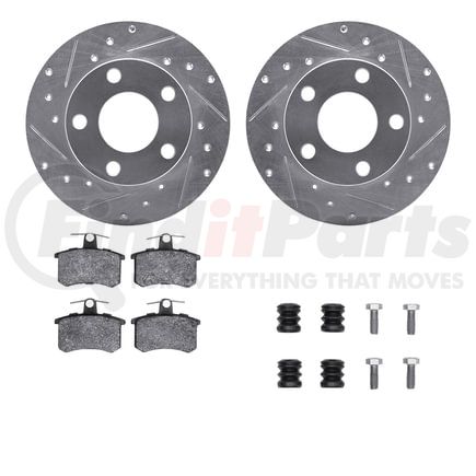 7512-74023 by DYNAMIC FRICTION COMPANY - Rotors-Drilled & Slotted-Silver w/ 5000 Advanced Brake Pads Incl Hdw