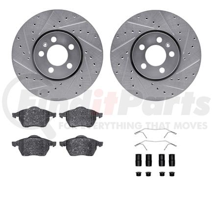 7512-74036 by DYNAMIC FRICTION COMPANY - Rotors-Drilled & Slotted-Silver w/ 5000 Advanced Brake Pads Incl Hdw